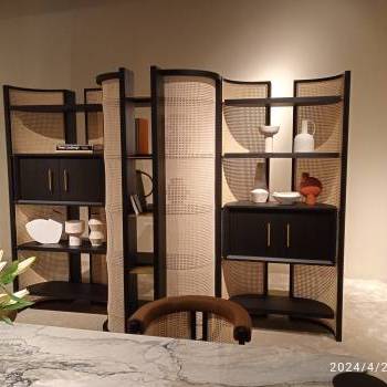 Cabinet, mirror, table, and chairs by Tonin Casa